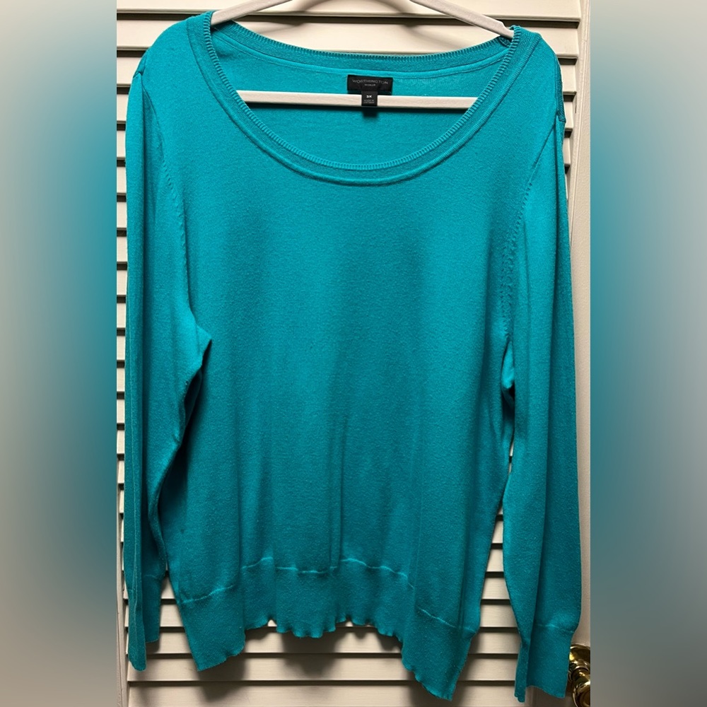WORTHINGTON 3X TURQUOISE BLUE lightweight sweater.  Great condition.
